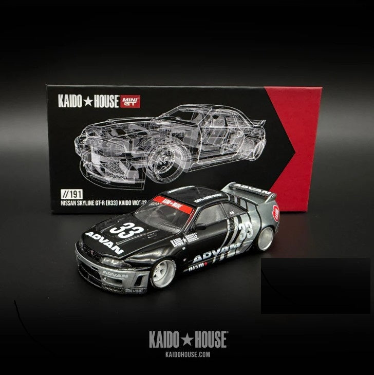 Mini GT x Kaido House 1:64 Nissan Skyline GT-R R33 Kaido Works ADVAN KHMG191 CHASE