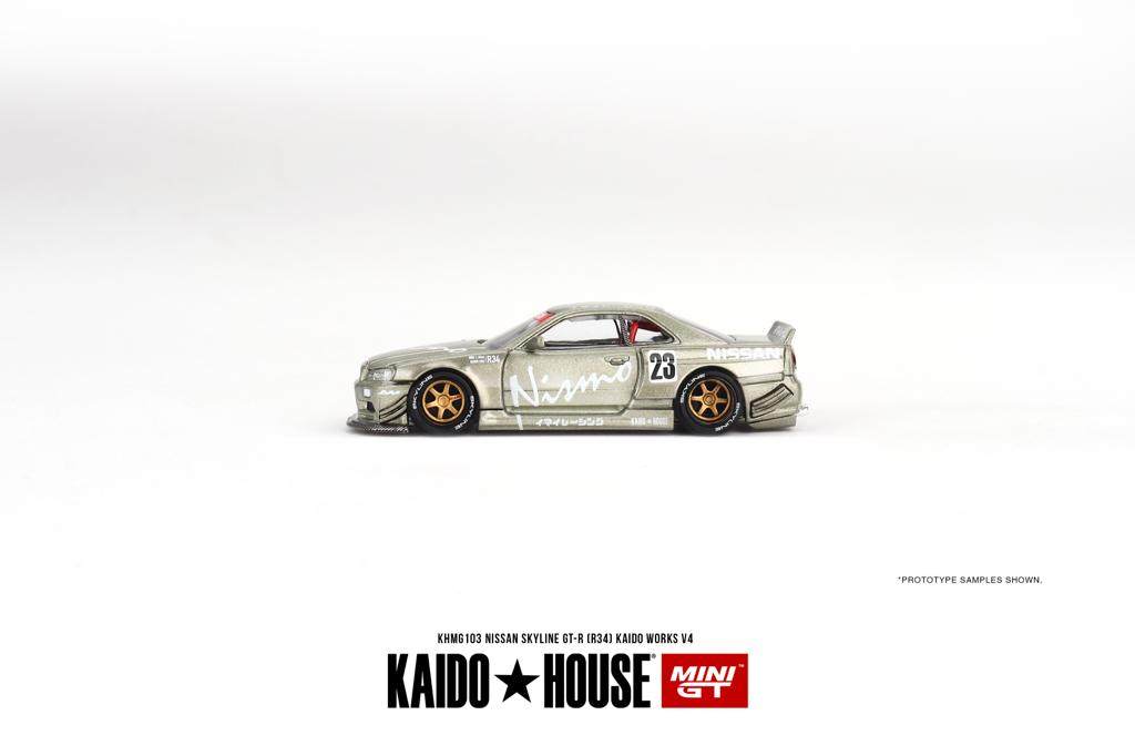 PRE-ORDER Mini GT x Kaido House 1:64 Nissan Skyline GT-R R34 Kaido Works V4 KHMG103