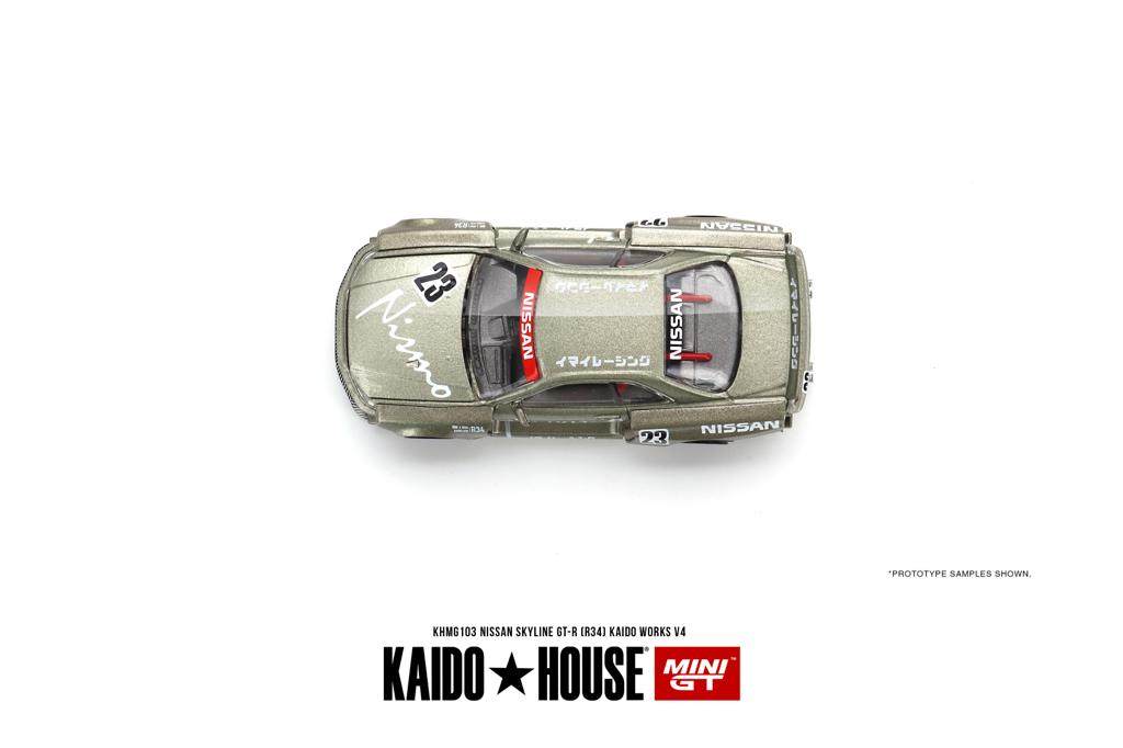 PRE-ORDER Mini GT x Kaido House 1:64 Nissan Skyline GT-R R34 Kaido Works V4 KHMG103