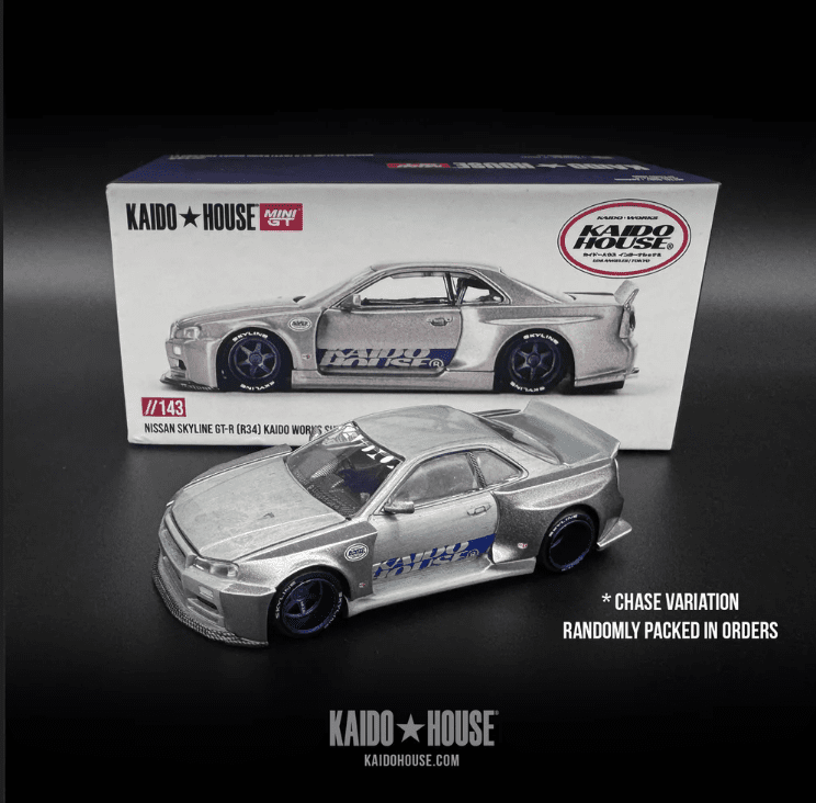 Mini GT x Kaido House 1:64 Nissan Skyline R34 Kaido Works V2 SHINJUKU RAW CHASE