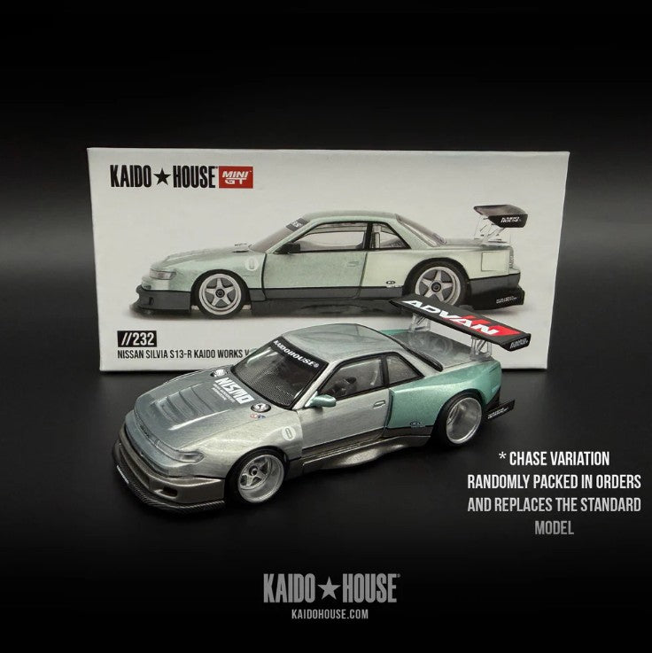 Mini GT x Kaido house 1:64 Nissan Silvia S13-R KAIDO WORKS V1 KHMG232 RAW CHASE
