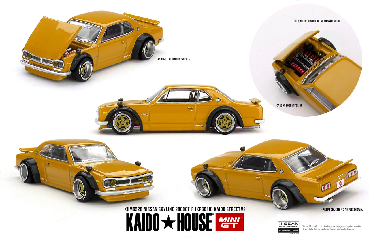 Mini GT x Kaido house 1:64 Nissan Skyline 2000 GT-R KPGC10 Kaido Street V2 KHMG228