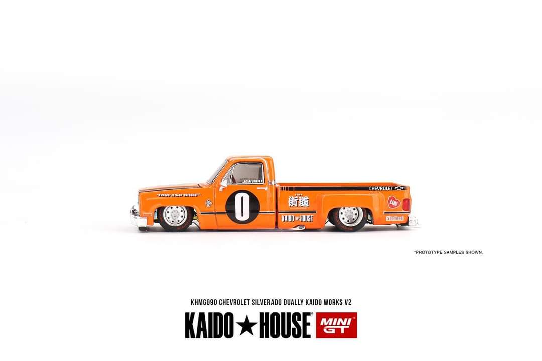 (PRE-ORDER) Mini GT x KaidoHouse 1:64 1983 Chevy Silverado Dually Orange KHMG090