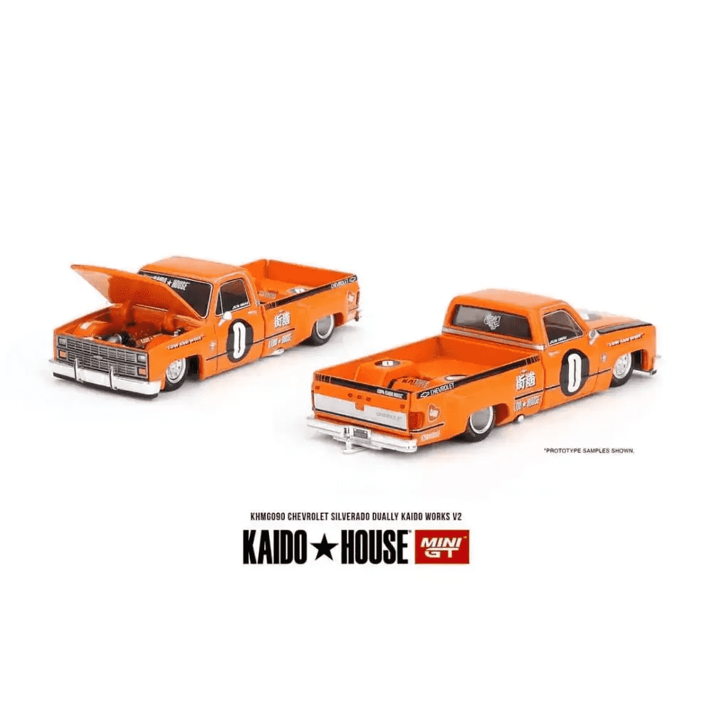 Mini GT x KaidoHouse 1:64 1983 Chevy Silverado Dually Orange KHMG090