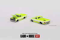 Thumbnail for PRE-ORDER Mini GT x KaidoHouse 1:64 1983 Chevy Silverado KAIDO Flo Yellow V1 KHMG112