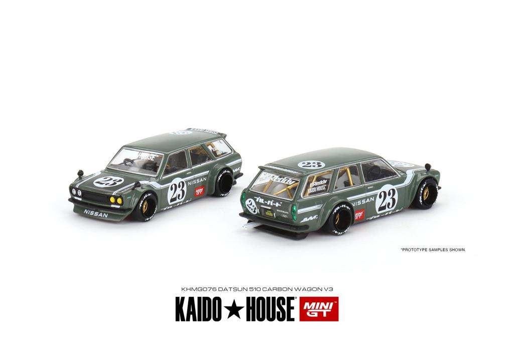 Mini GT x Kaidohouse 1:64 Datsun Kaido 510 Wagon Carbon Fibre V3 Green