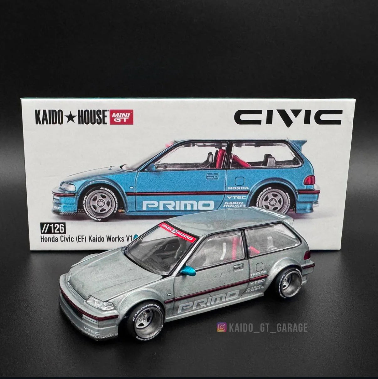 Mini GTx Kaido House 1:64 Honda Civic EF Kaido Works V1 KHMG126 RAW CHASE