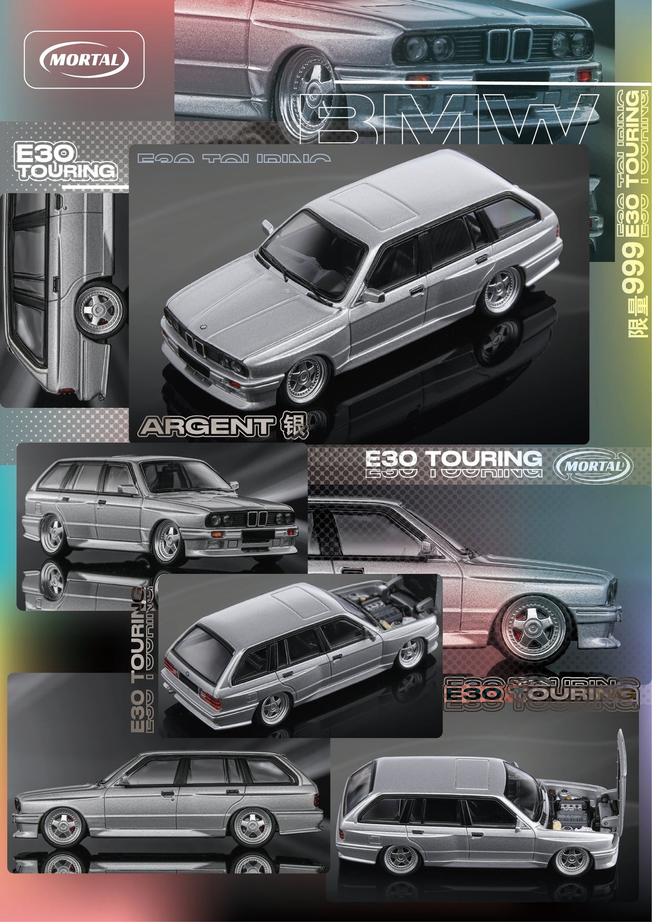 Mortal 1:64 BMW E30 Touring Silver Lowrider