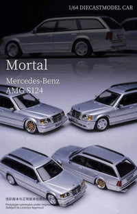 Thumbnail for (PRE-ORDER) Mortal 1:64 Mercedes S124 Wagon W/ Roof Rack & 2 Bicycle Silver LOW VERSION