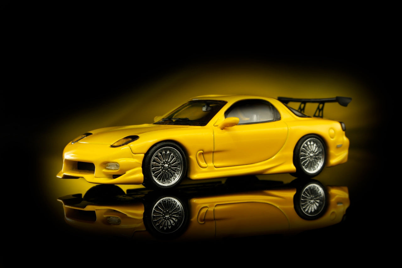 Mortal 1:64 Veilside Mazda RX7 GT WING Yellow