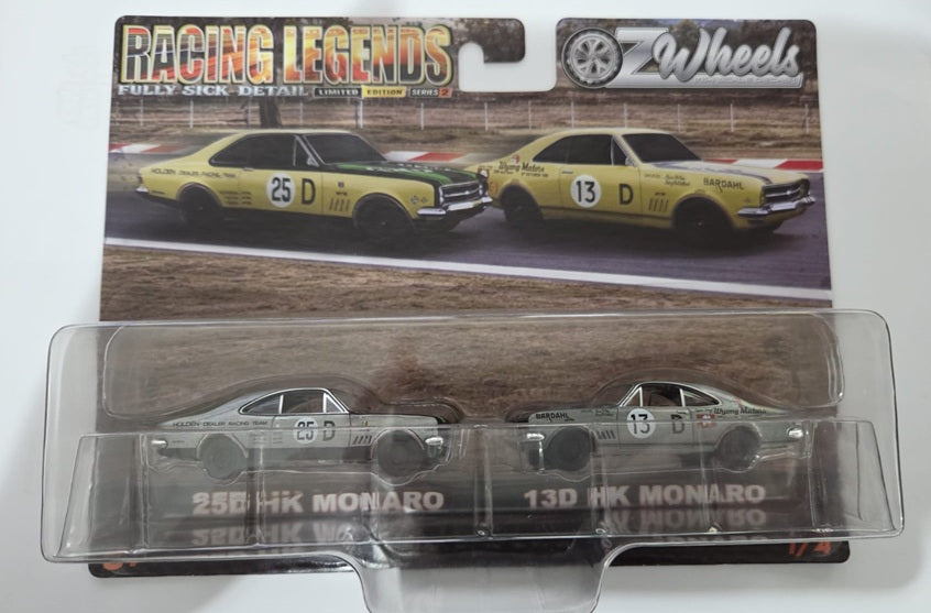 Oz Wheels 1:64 Hauling Kids and Ripping Skids Racing Legends #25D HK Monaro & #13D HK Monaro RAW CHASE