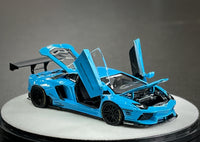 Thumbnail for PGM 1:64 Lamborghini LBWK LP700 Blue Luxury w/ Turntable