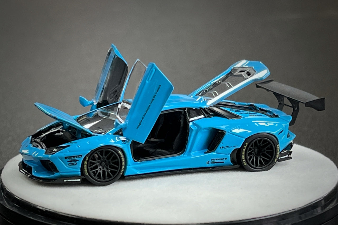 PGM 1:64 Lamborghini LBWK LP700 Blue Luxury w/ Turntable
