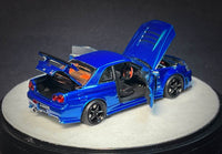 Thumbnail for PGM 1:64 Nissan GT-R R34 Z-Tune, Blue with Engine 