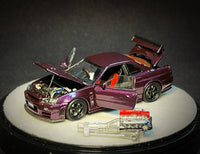 Thumbnail for (PRE-ORDER) PGM 1:64 Nissan GT-R (R34) Z-Tune, Midnight Purple with Engine 
