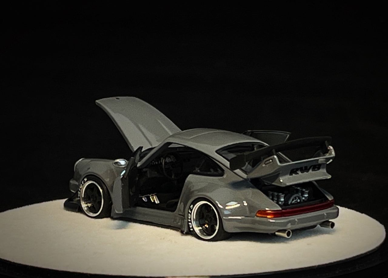 PGM 1:64 Porsche RWB930 Cement Grey Luxury w/ Turntable