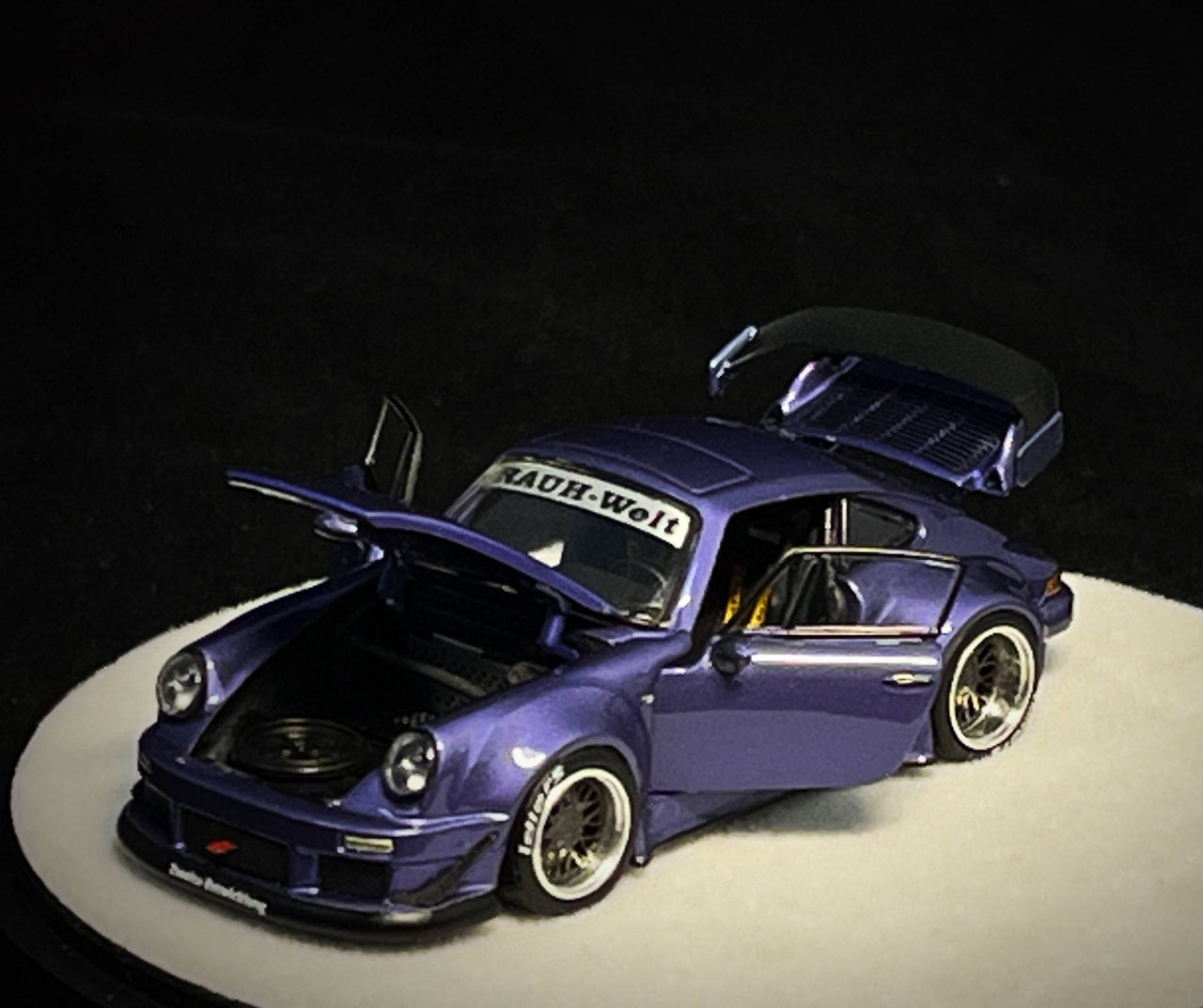 PGM 1:64 Porsche RWB930 Violet Purple Luxury w/ Turntable