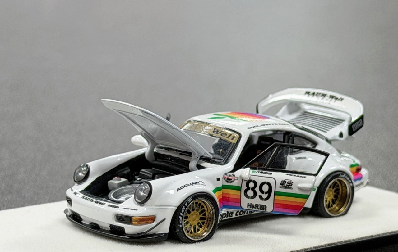 PGM 1:64 Porsche RWB964 89# White Apple