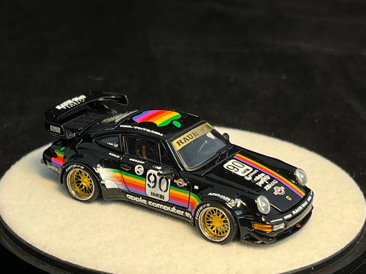 PGM 1:64 Porsche RWB993 Apple #89 Black Luxury W/Turntable