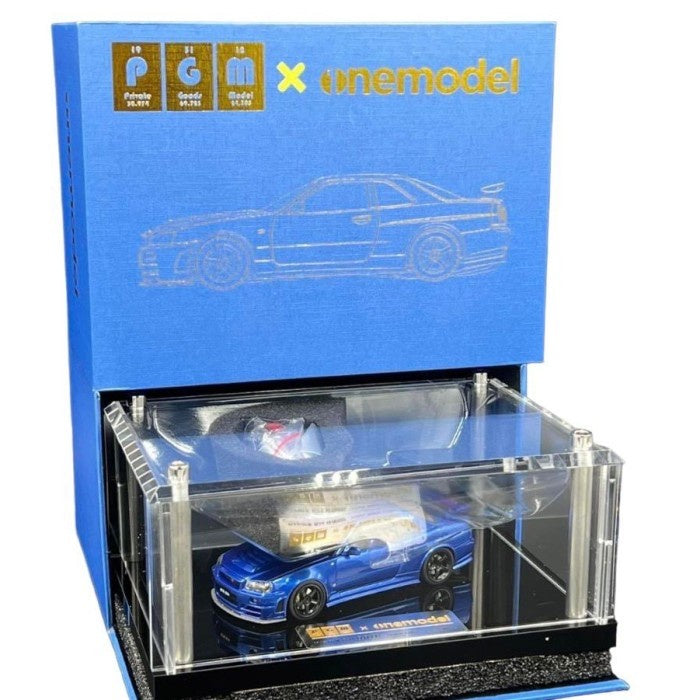 PGM X OneModel 1:43 Nissan Skyline GT-R R34 Z-Tune Bayside Blue w/ Engine Luxury