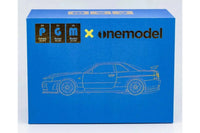 Thumbnail for PGM X OneModel 1:43 Nissan Skyline GT-R R34 Z-Tune Bayside Blue w/ Engine Luxury