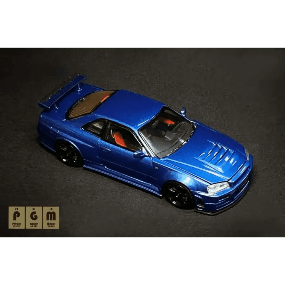 PGM X OneModel 1:43 Nissan Skyline GT-R R34 Z-Tune Bayside Blue w/ Engine Luxury