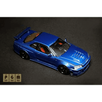 Thumbnail for PGM X OneModel 1:43 Nissan Skyline GT-R R34 Z-Tune Bayside Blue w/ Engine Luxury