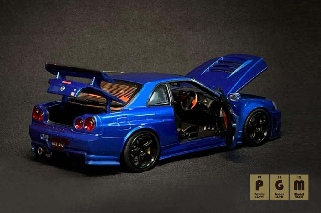 PGM X OneModel 1:43 Nissan GT-R R34 Z-Tune Bayside Blue w/ Engine "Luxury Version"