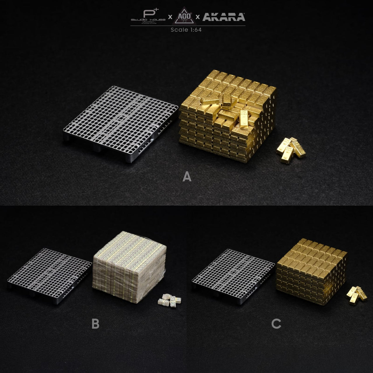 PRE-ORDER Akara x Studio House 1:64 Gold Bars & Bank Notes Pallet