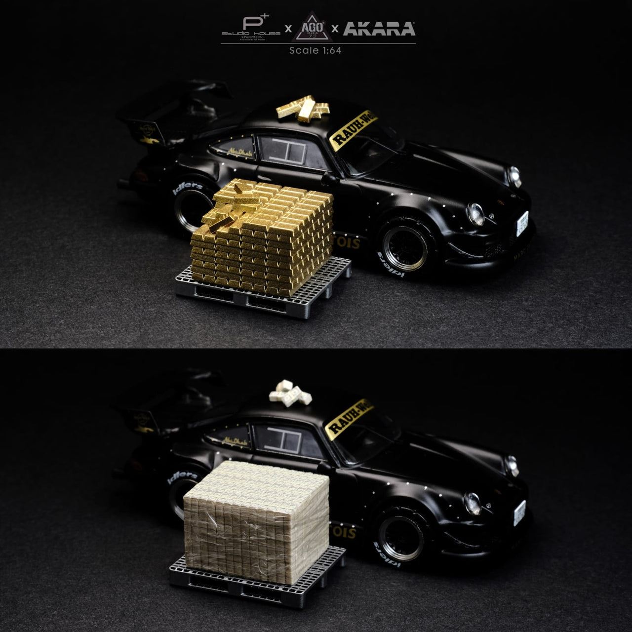 PRE-ORDER Akara x Studio House 1:64 Gold Bars & Bank Notes Pallet