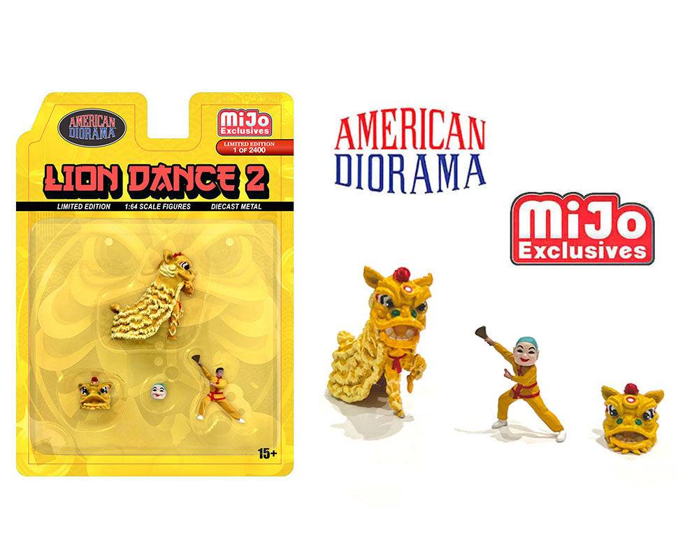 American Diorama 1:64 Lion Dance 2 Chinese Lunar New Year Dragon Set