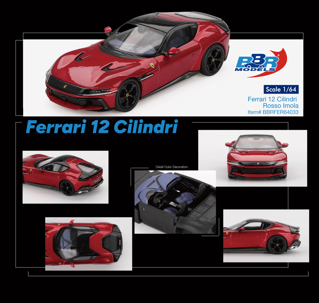 PRE-ORDER BBR Models 1:64 Ferrari 12 Cilindri Rosso Imola