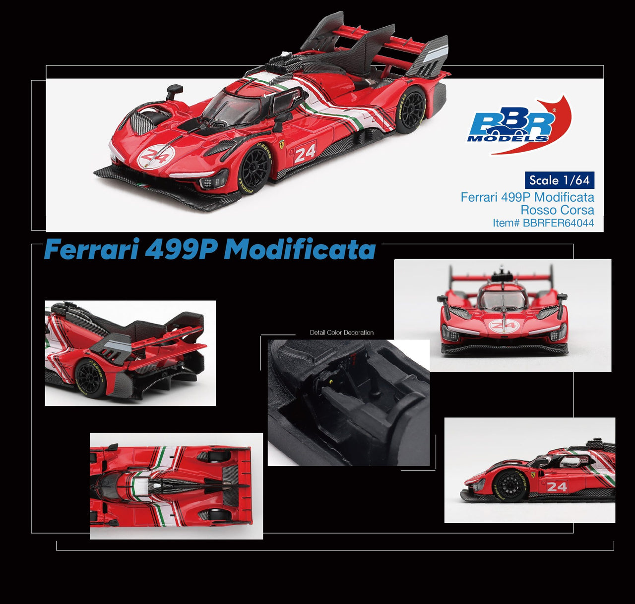 PRE-ORDER BBR Models 1:64 Ferrari 499P Modificata Rosso Corsa BBRFER64044