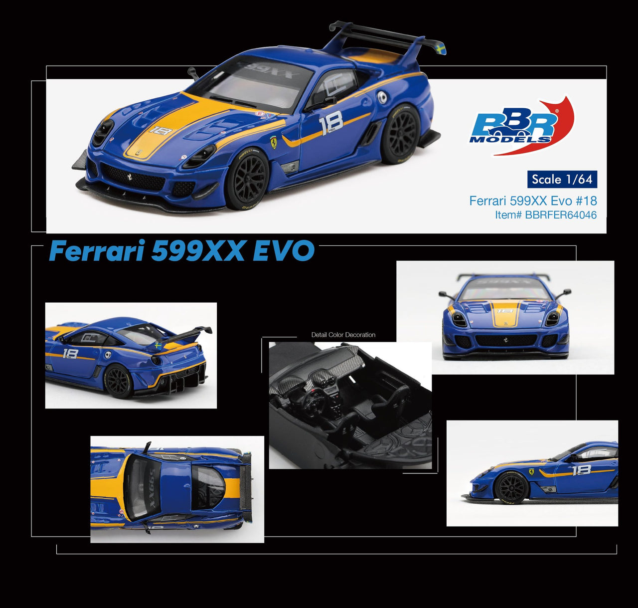 PRE-ORDER BBR Models 1:64 Ferrari 599XX Evo #18 BBRFER64046