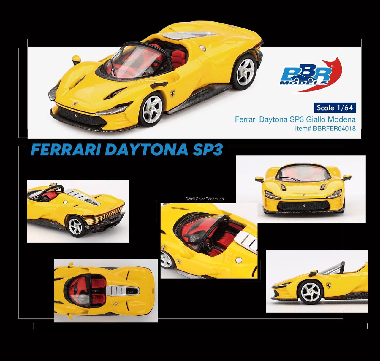 PRE-ORDER BBR Models 1:64 Ferrari Daytona SP3 Giallo Modena