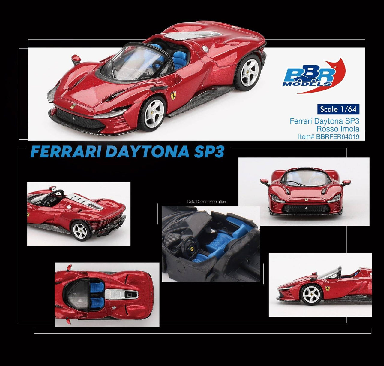 PRE-ORDER BBR Models 1:64 Ferrari Daytona SP3 Rosso Imola