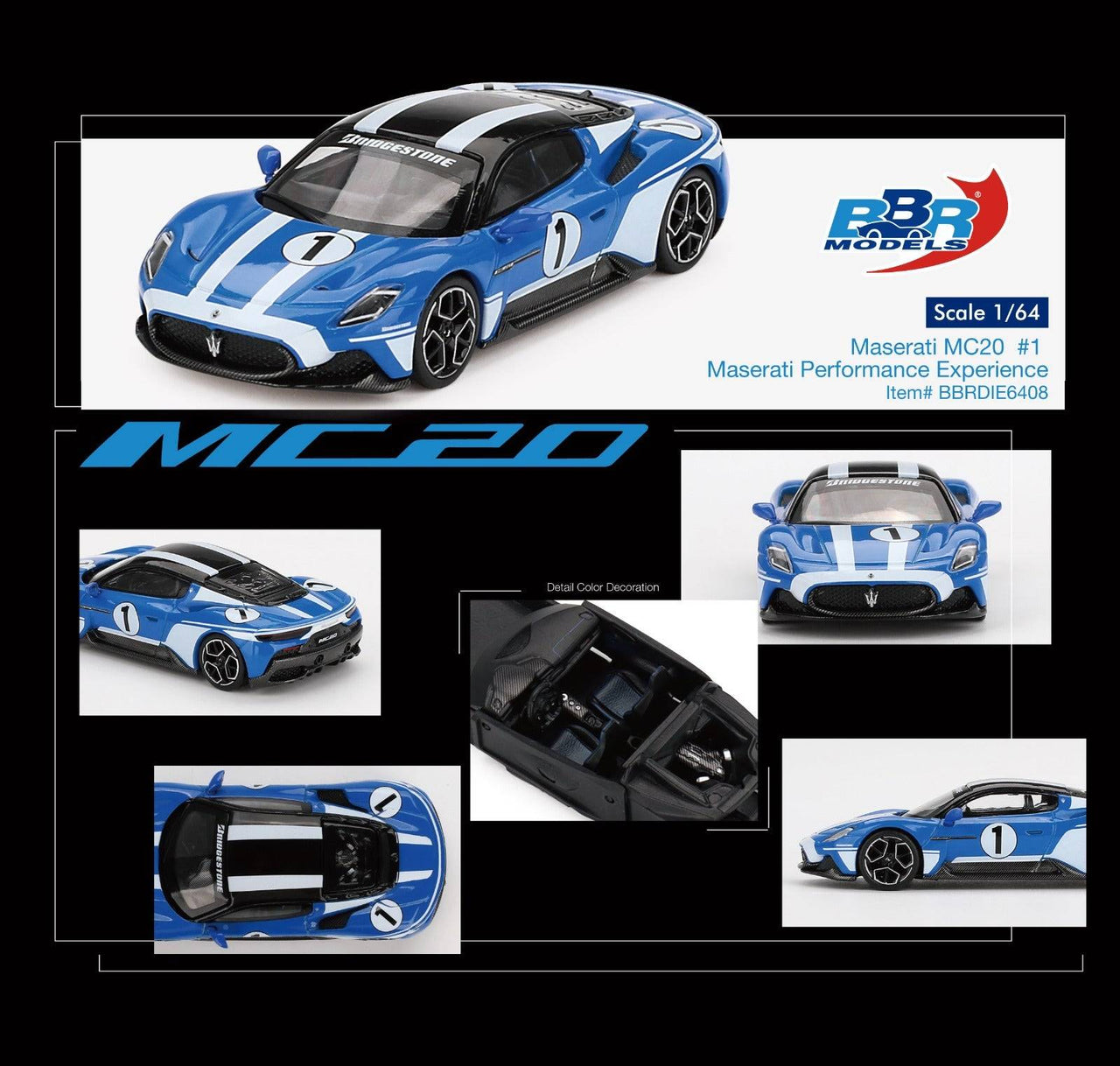 PRE-ORDER BBR Models 1:64 Maserati MC20 #1 Maserati Performance Experience