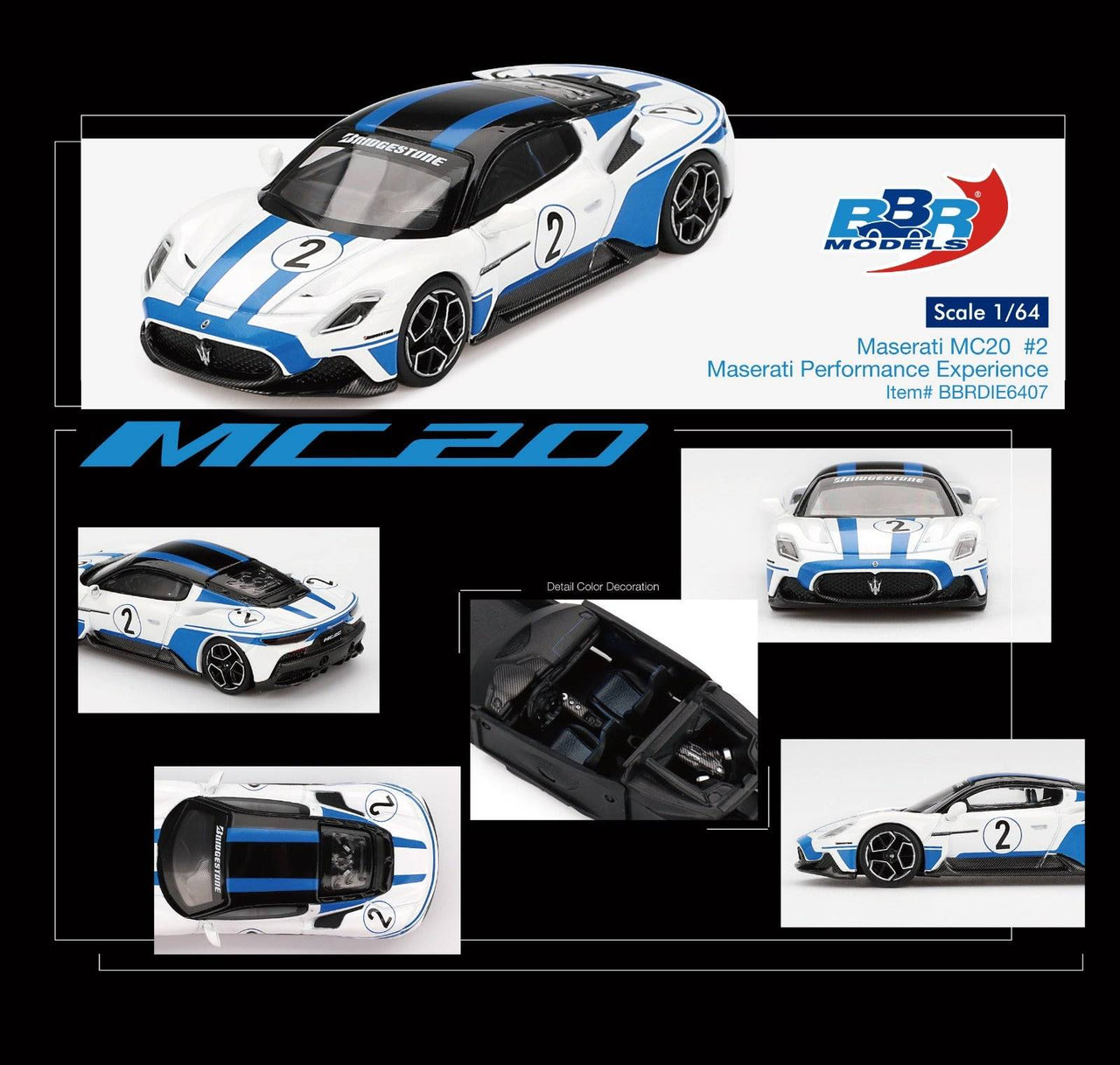 PRE-ORDER BBR Models 1:64 Maserati MC20 #2 Maserati Performance Experience