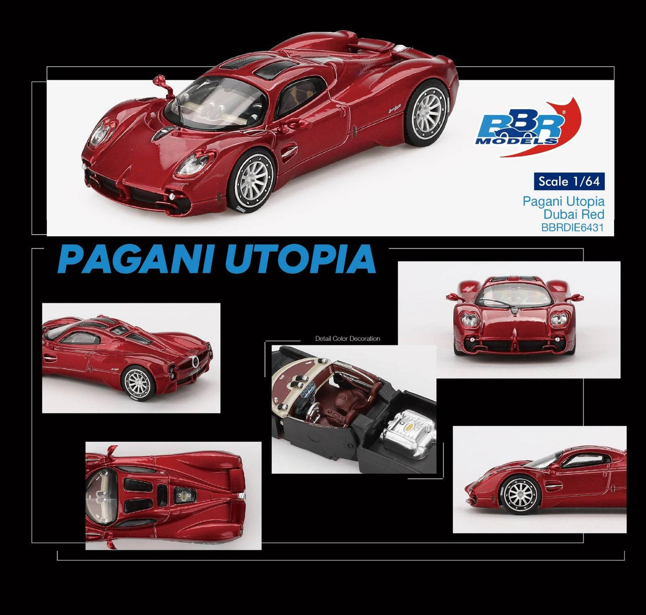 PRE-ORDER BBR Models 1:64 Pagani Utopia Dubai Red