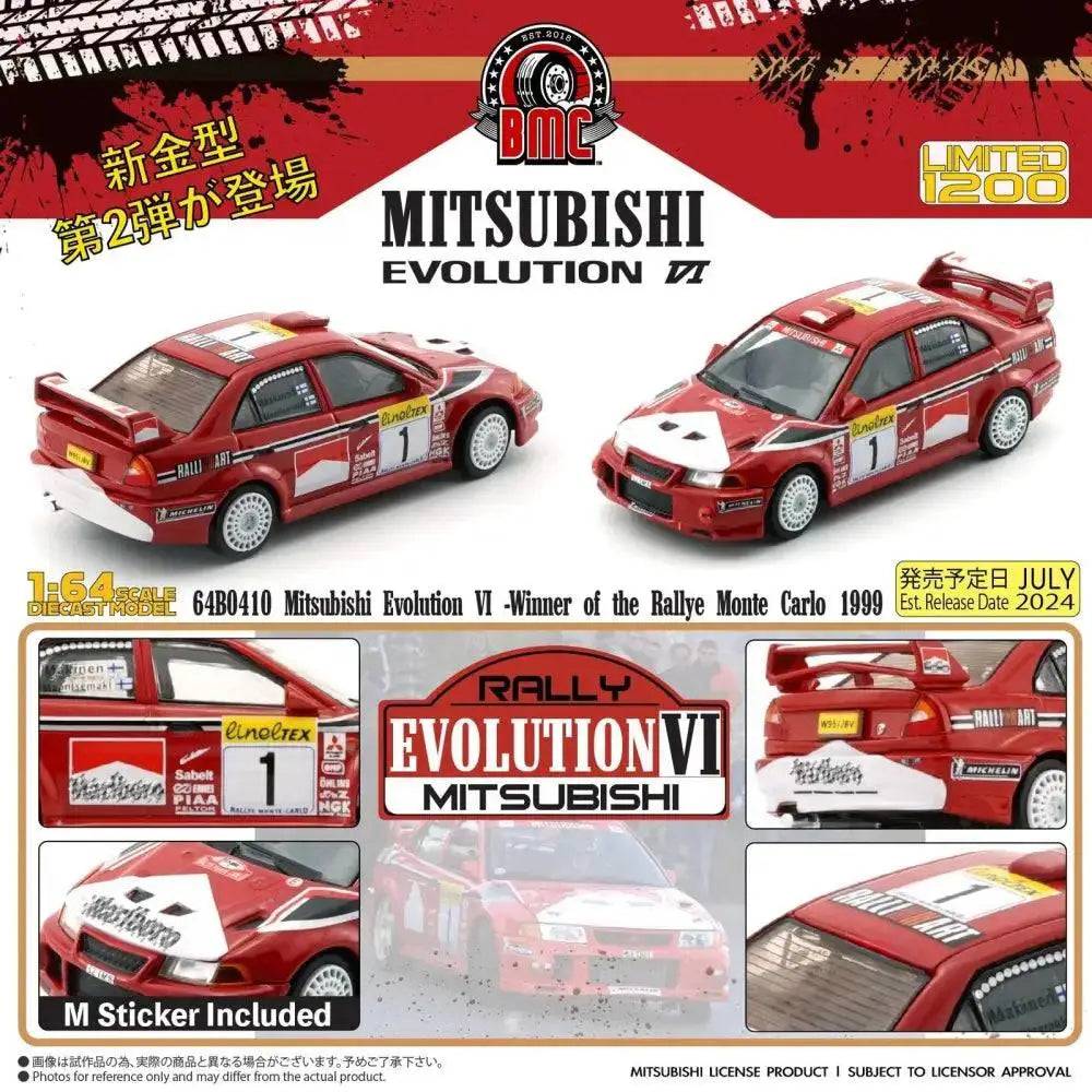 PRE-ORDER BM Creations 1:64 Mitsubishi Lancer EVO VI - Winner Car of the Rally Monte Carlo 1999 #1