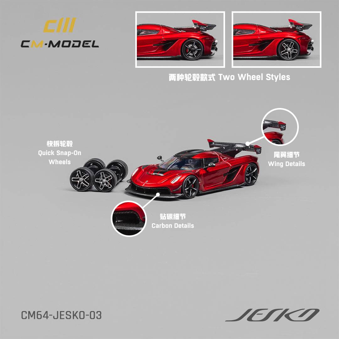 PRE-ORDER CM-Model 1:64 Koenigsegg Jesko Attack Metallic Cherry Red W/ Quick Release Wheels