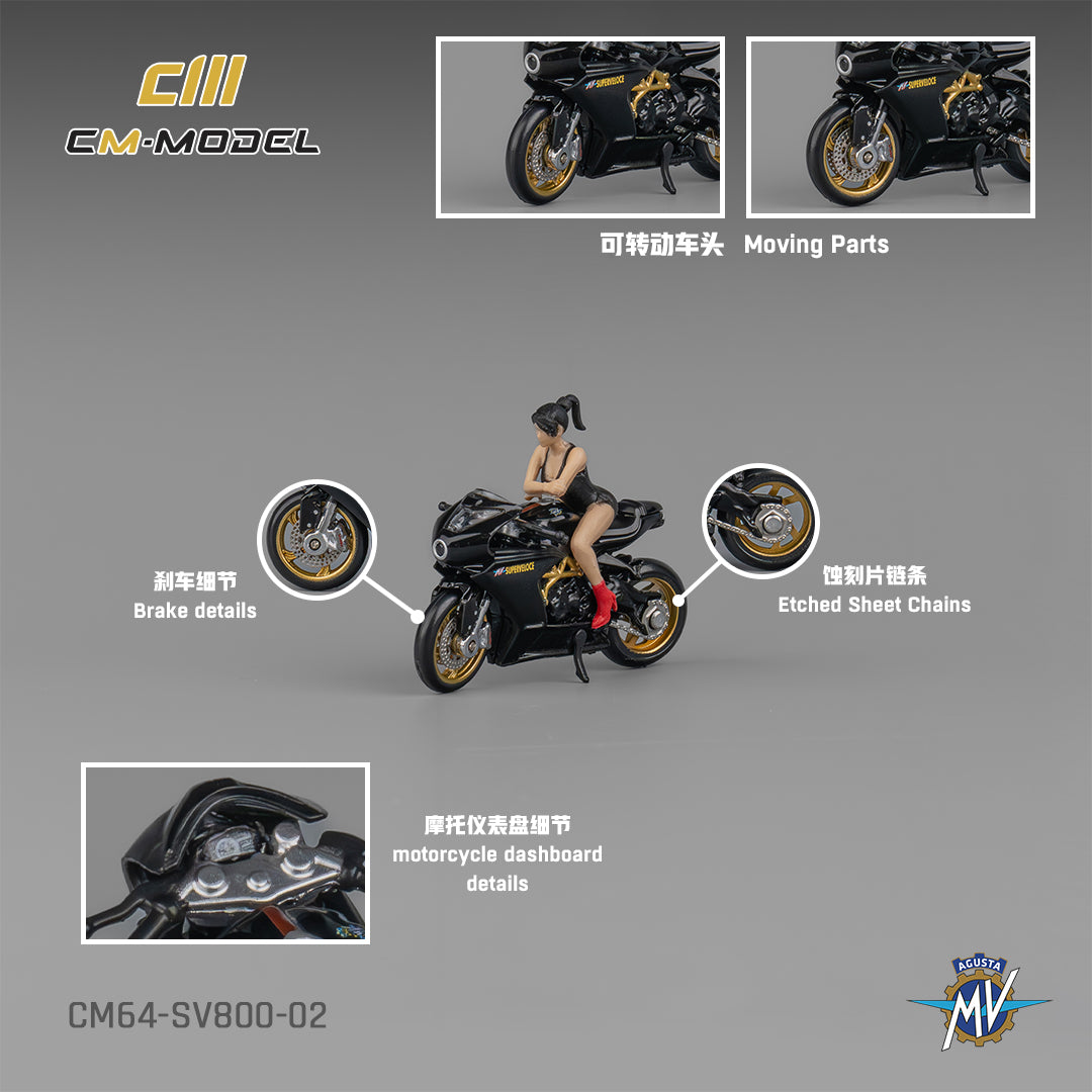 PRE-ORDER CM-Model 1:64 MV Agusta SV800 Black w/ Figure