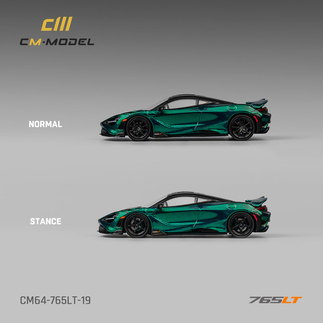 PRE-ORDER CM-Model 1:64 Mclaren 765LT Chrome Green Full carbon