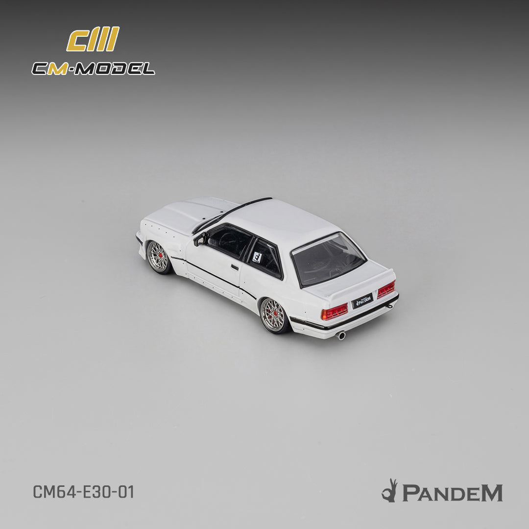 PRE-ORDER CM Model 1:64 Pandem M3 E30, Pearl White W/ Quick Snap On Wheels