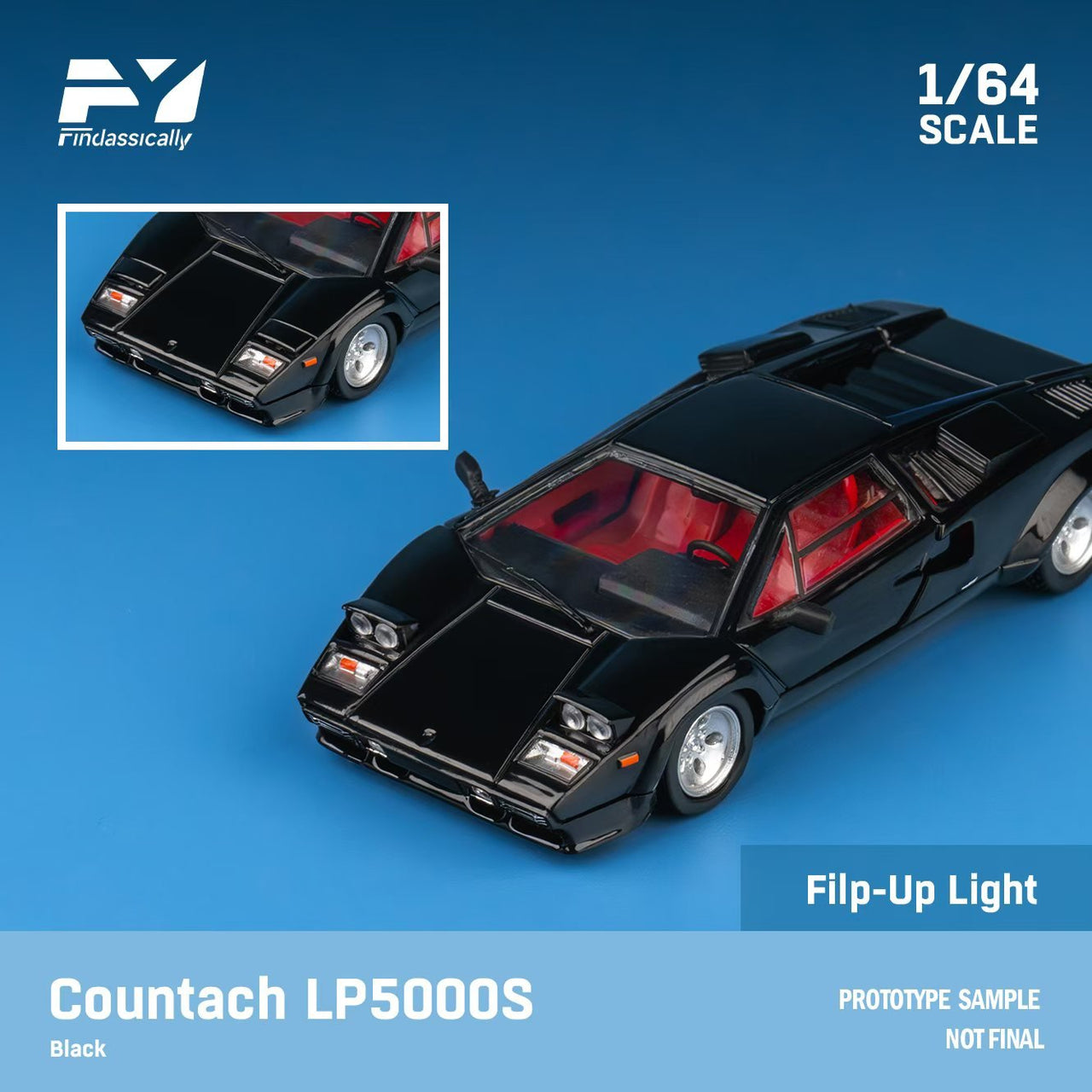 PRE-ORDER Finclassically 1:64 Lamborghini Countach Metallic Black