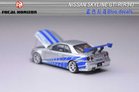 Thumbnail for PRE-ORDER Focal Horizon 1:64 Nissan Skyline R34 C-West - Silver Blue - Paul Walker