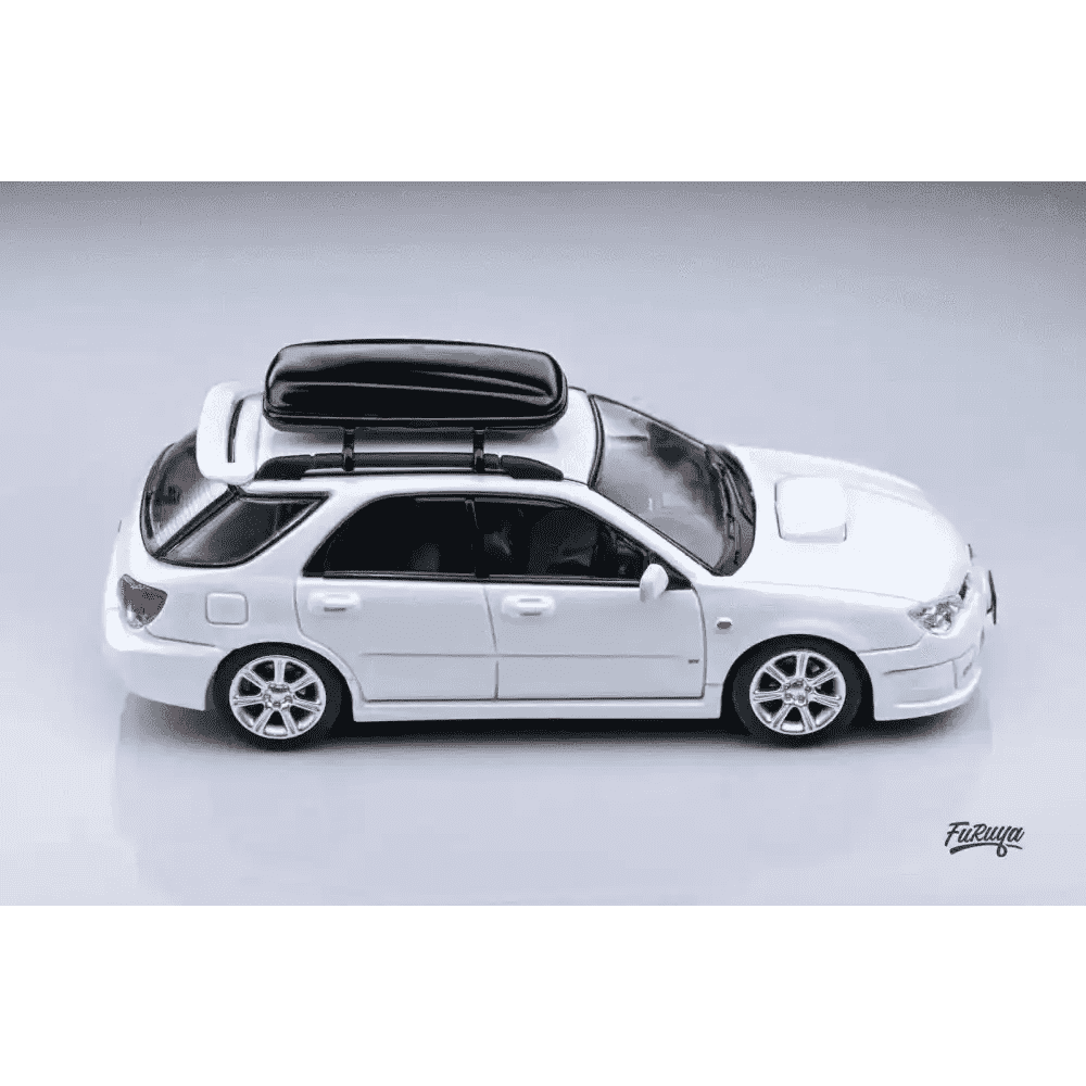 PRE-ORDER Furuya 1:64 Subaru Impreza WRX STi 9th GEN Wagon Pearl White w/ Roof Box