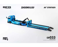 Thumbnail for PRE-ORDER GCD 1:64 SHOOM64 1:64 FIST TEAM Hino 300 Custom Drop-Bed Car Carrier Blue Special Edition