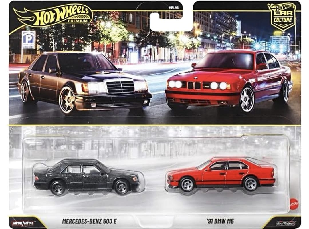 PRE-ORDER Hot Wheels 1:64 Premium Car Culture 2027 2 Pack BMW M5i/Mercedes Benz 500E