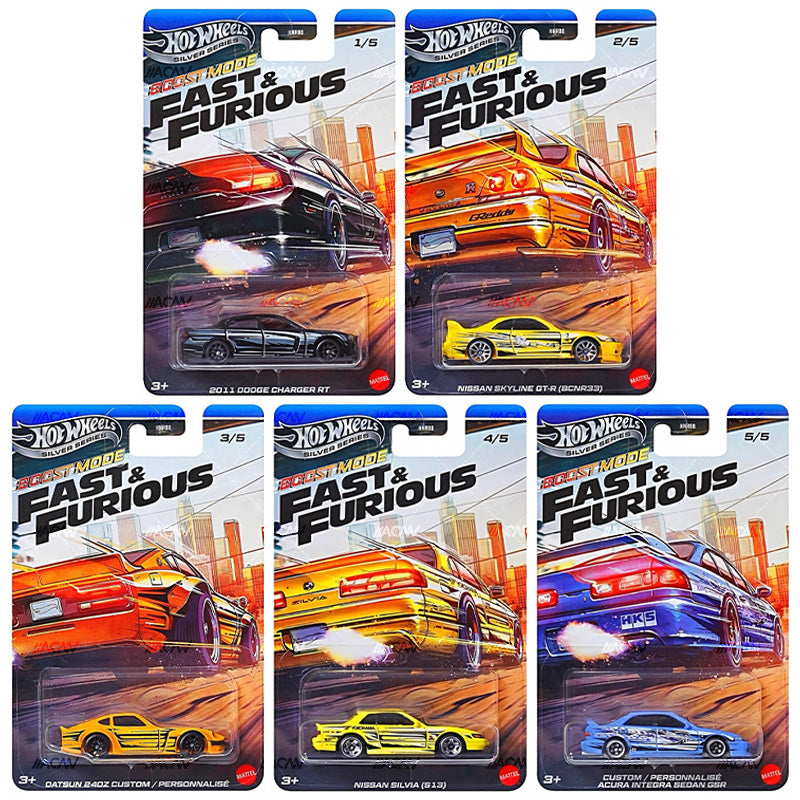 PRE-ORDER Hot Wheels 1:64 Silver Series Fast & Furious Boost Mode Complete Set 1-5